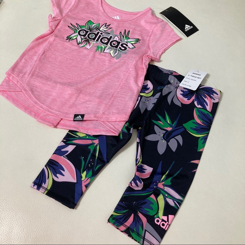 Adidas cute floral pink leggings set 6205 - Picture 4 of 8
